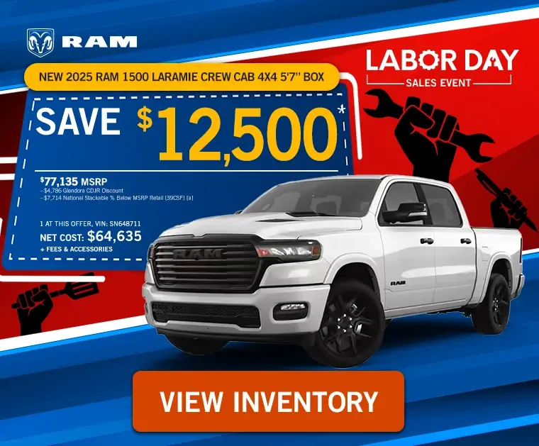 New 2025 RAM 1500 Laramie Crew Cab 4x4 5'7” Box