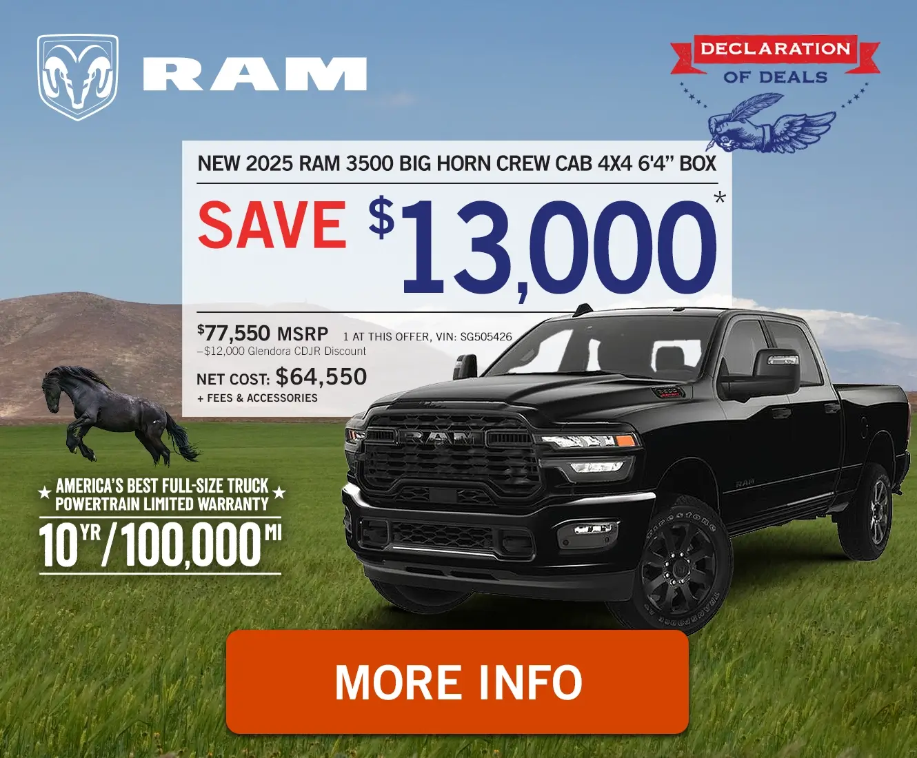 New 2025 RAM 3500 Big Horn Crew Cab 4x4 6'4” Box